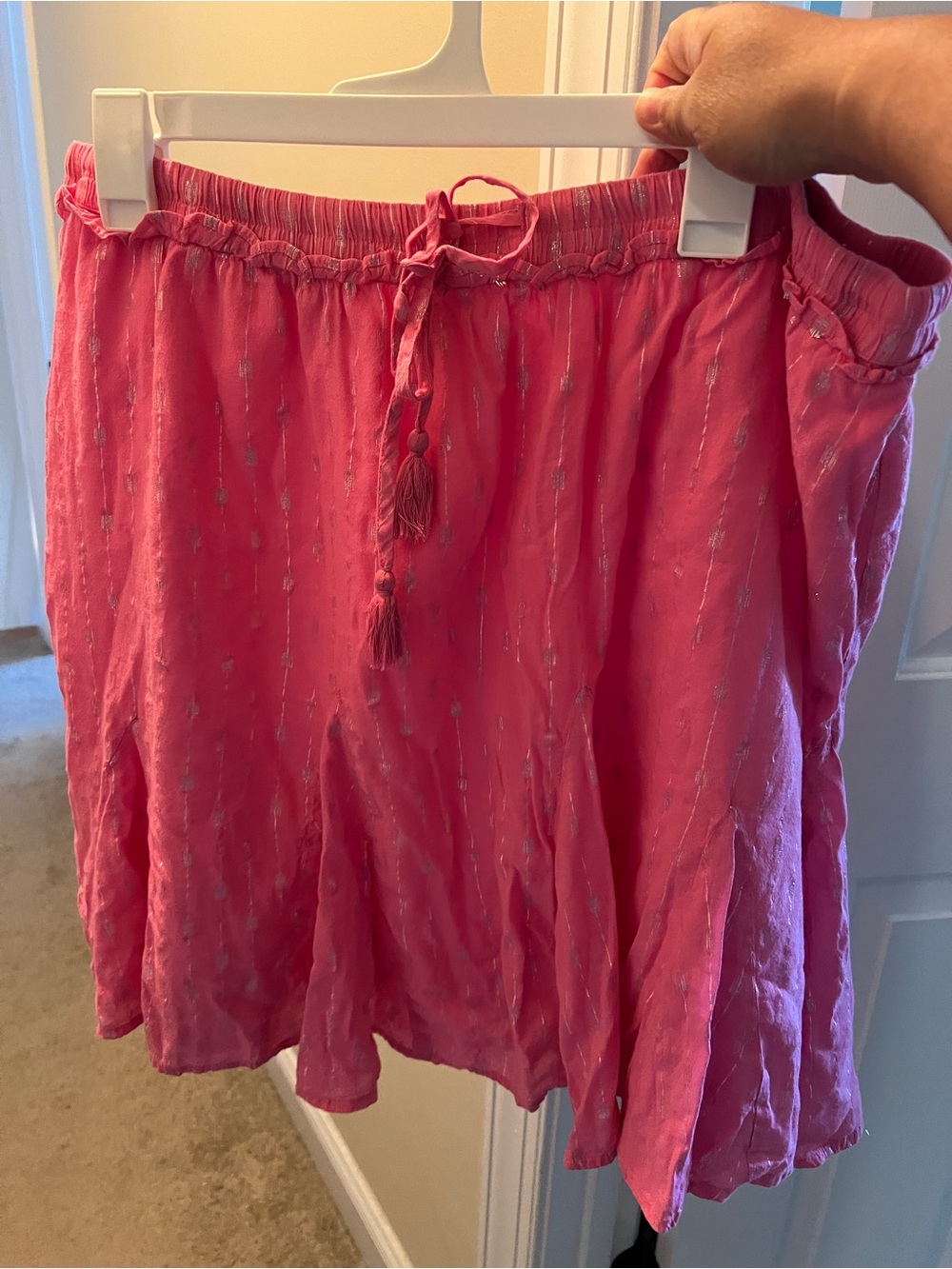 crown & ivy bright pink tassel drawstring skirt